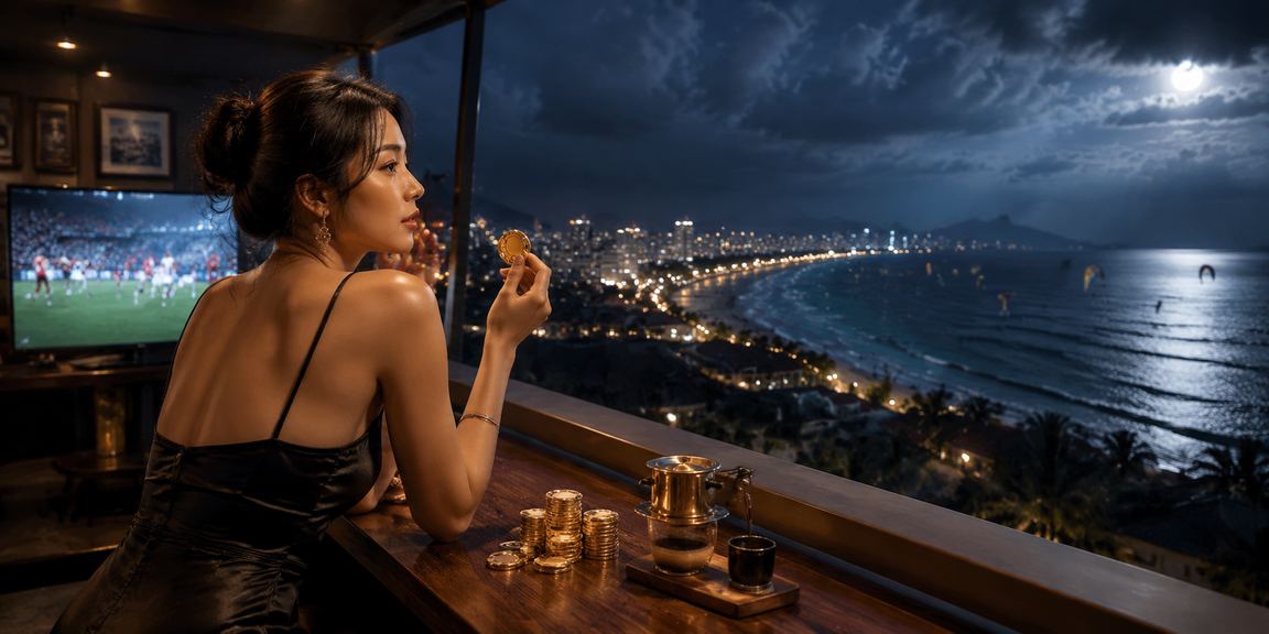 Người chơi cá cược thể thao tại quán cà phê Mui Ne, Việt Nam, theo dõi tỷ lệ kèo trận đấu trên điện thoại di động